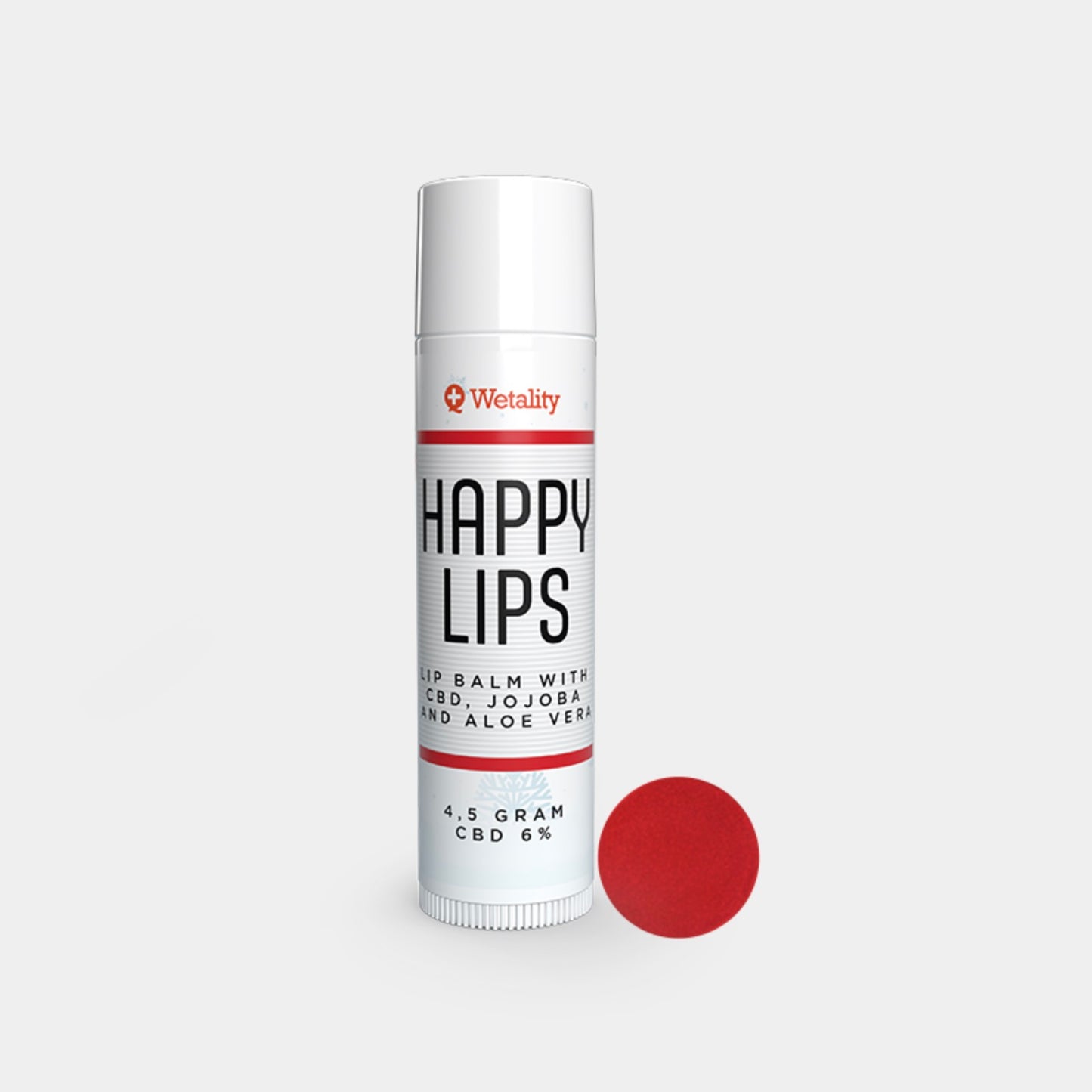 Wetality Happy Lips læbepomade med rød farve.