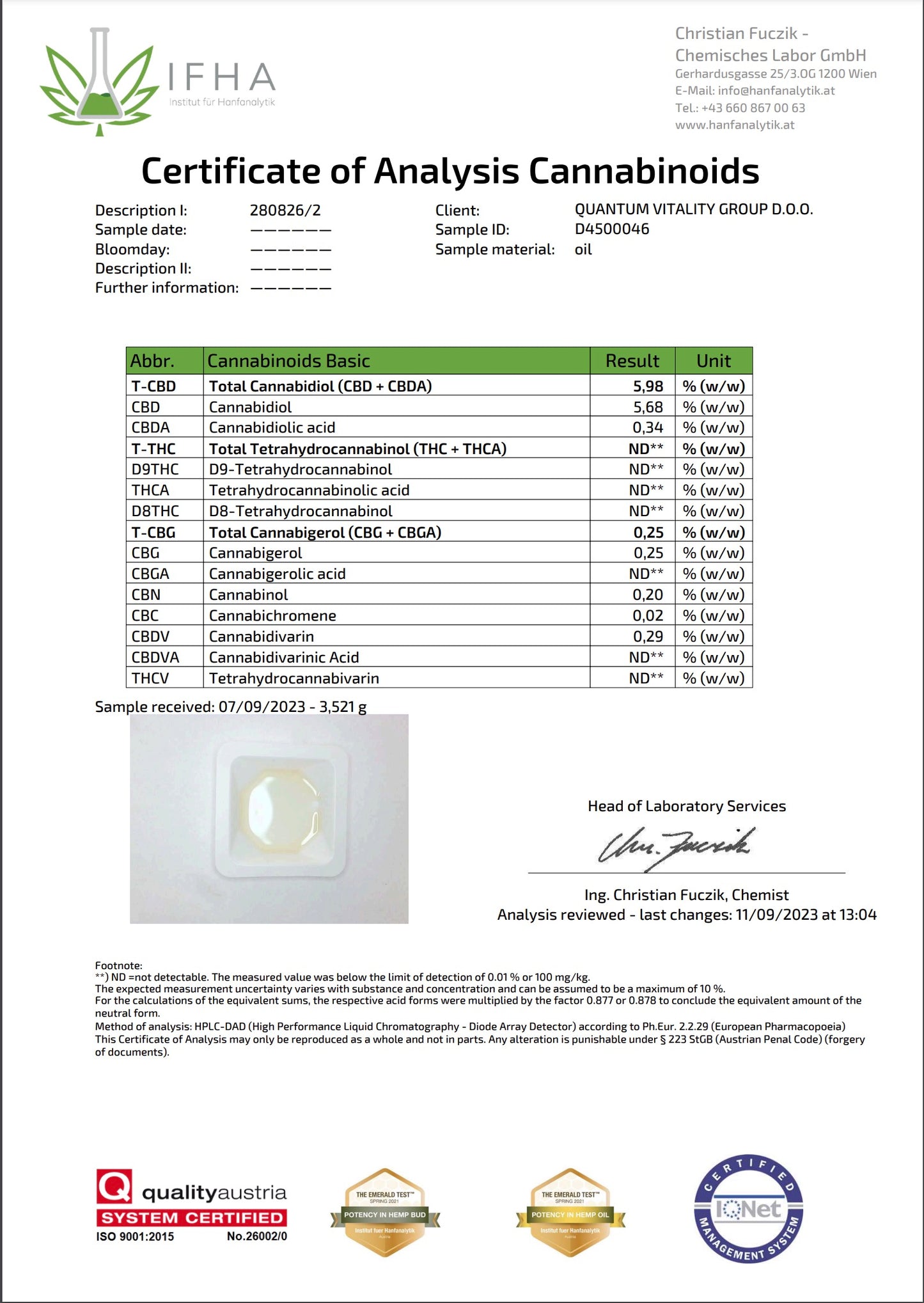 Information om Wetality CBD Olie No. 01 med 5% CBD