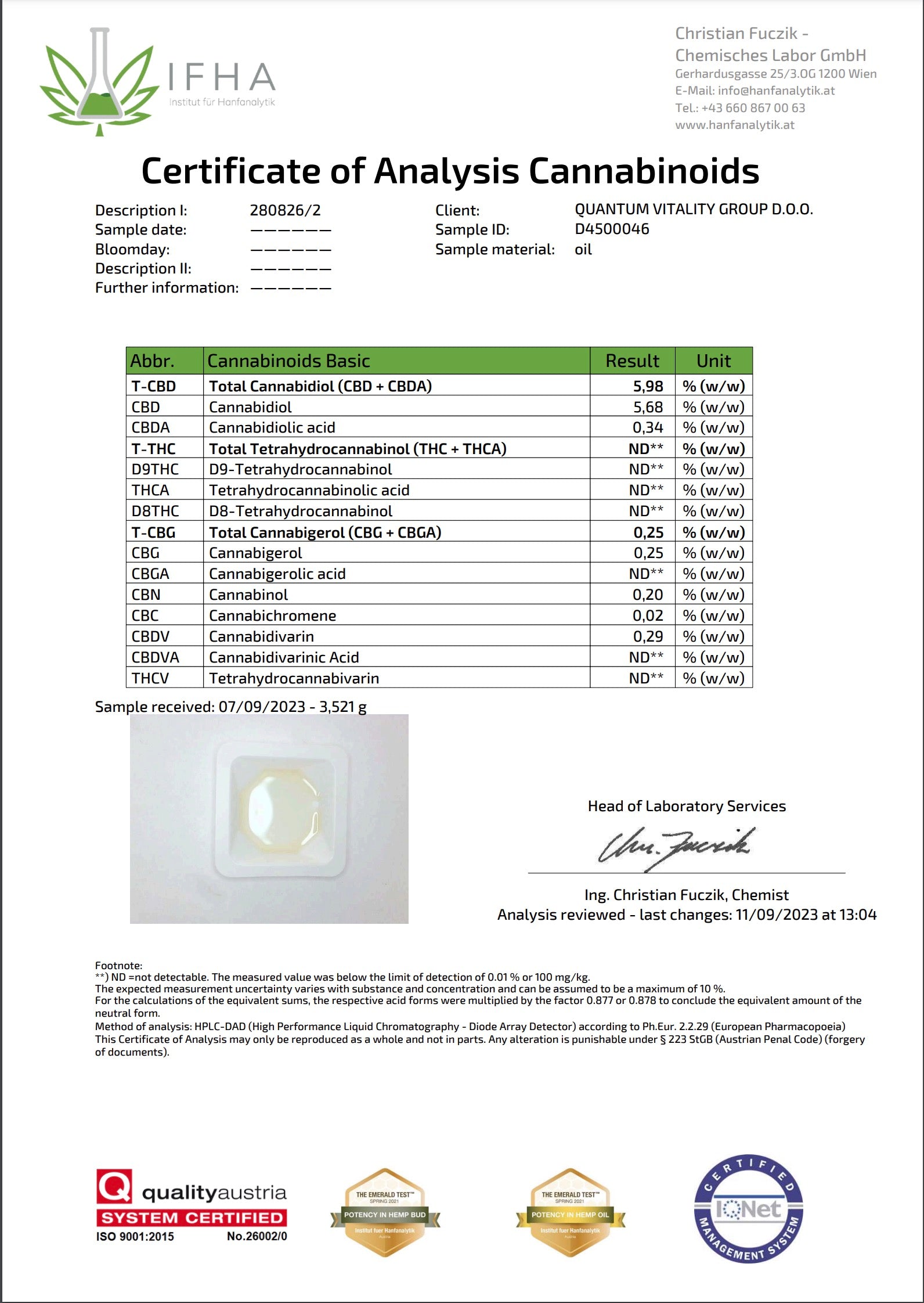 Information om Wetality CBD Olie No. 01 med 5% CBD